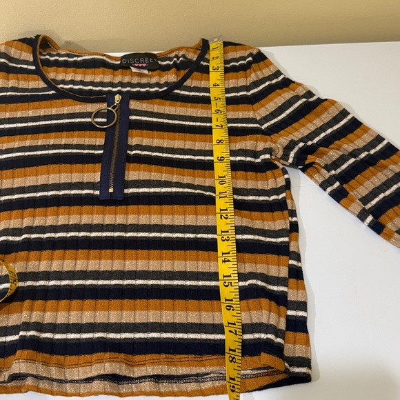 Discreet Women's Long Sleeve Crop Striped Top -Women’s cropped blouse XL Stretch - Picture 8 of 8